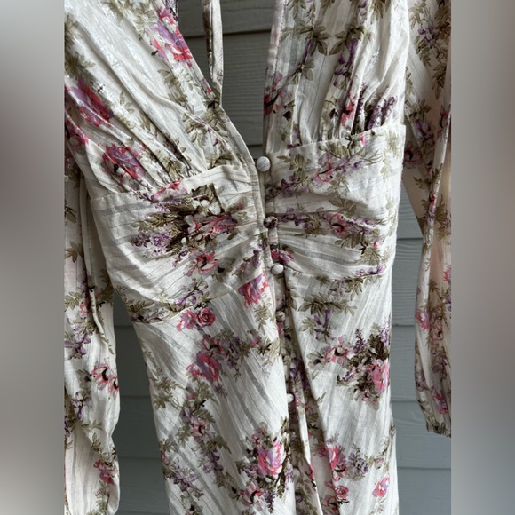 ASOS DESIGN button through skater mini dress in stripe floral print - Picture 9 of 12